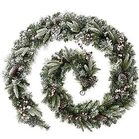 WeRChristmas WRC-8002 Extra Thick Mixed Pine Snow-Flocked Garland with Pine Cone