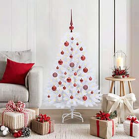 vidaXL Artificial Tree Hinged White 120cm 150 LEDs