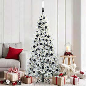 vidaXL Artificial Tree Hinged White 180cm 300 LEDs