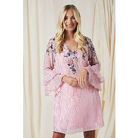 Wallis Petite Floral Metallic Ruffle Sleeve Shift Dress