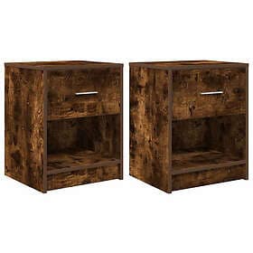 vidaXL Nightstand with Drawer Smoke Brown Oak 40x34x50cm 858776