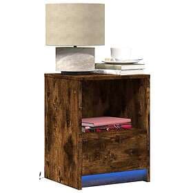 vidaXL Nightstand With LED Lights Smoke Brown Oak Constructed Wood 852027