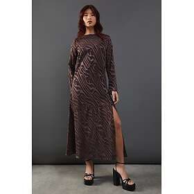 Warehouse Petite Burnout Chiffon Column Long Sleeve Maxi Dress