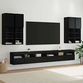 vidaXL 3402799 TV wall cabinet set Black Oak Engineered wood 7 pcs