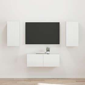 vidaXL 3408965 TV Bench Set Wall Mounted 2 pcs High Gloss White Constructed Wood