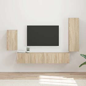 vidaXL 3409008 TV Bench Set Wall Mounted 3 pcs Sonoma Oak Engineered Wood