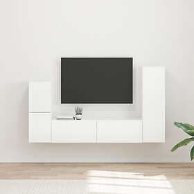 vidaXL 3409028 TV Bench Set Wall Mounted 4 pcs High Gloss White Constructed Wood