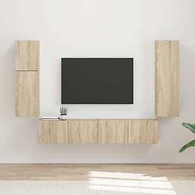 vidaXL 3409035 TV Bench Set Wall Mounted 4 pcs Sonoma Oak Engineered Wood