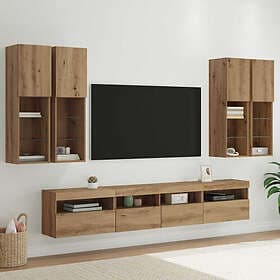 vidaXL 3402795 TV Wall Cabinet Set with LED Lights Wall Mounted 7 pcs