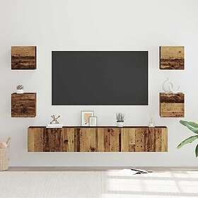 vidaXL 3393396 TV Bench Set Wall Mounted 7 pcs Old Wood Engineered Wood