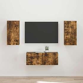 vidaXL 3408966 TV Bench Set Wall Mounted 2 pcs Smoked Oak Engineered Wood