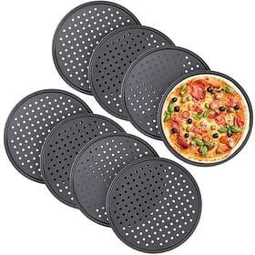 Relaxdays Steel Round Perforated Pizza Pan 32cm 8-pack