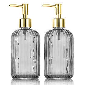 HOHAOO Glass 2 Bottle- Grey Soap Dispenser