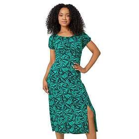 Roman Petite Leaf Print Midi Stretch Dress