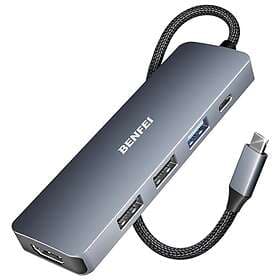 Benfei USB C Hub 5-i-1 with 4K HDMI, 3 USB-A, 100 W Power Delivery