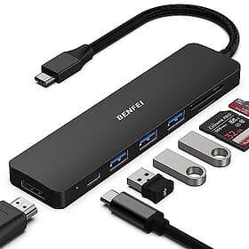 Benfei USB C HUB 7-i-1 with USB Type-C to HDMI, USB-C to SD TF Card Reader/3 x U