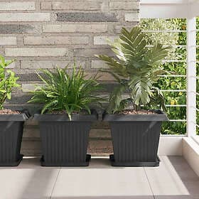 vidaXL Blomkruka Kvadratisk 24 pcs 33 x 33 x 26 cm Svart