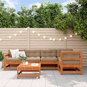 vidaXL Lounge Set 7 Pieces with Cushions Brown Solid Pine 3418125