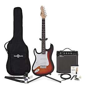 Gear4music LA Left Handed Electric Guitar Sunburst 15W Guitar Amp & Ultimate Acc