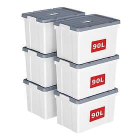 Cetomo 90L Storage Box with Lid Plastic 90L 6-pack