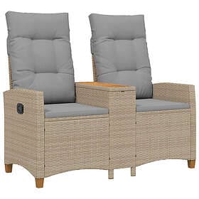 vidaXL Reclining Bench with Table Beige Grey 126 x 65 x 112 cm