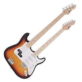 Gear4music LA Double Neck Bass and Electric Guitar Sunburst
