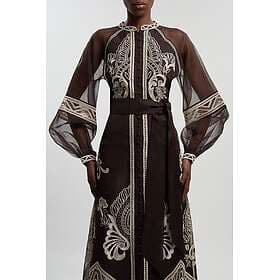 Karen Millen Embroidered Organdie Balloon Sleeve Woven Maxi Dress