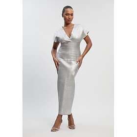 Karen Millen Figure Form Foil Metallic Angel Sleeve Knit Maxi Dress