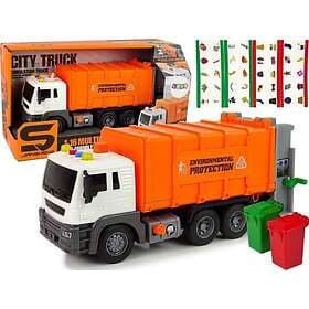 Lean Toys Garbage Truck Friction Drive Sound Effects Orange 1:16 11082