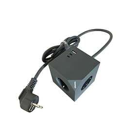 MicroConnect MC-CUBE015USBMAGNETIC 3-Way Power Strip with USB 1.5m