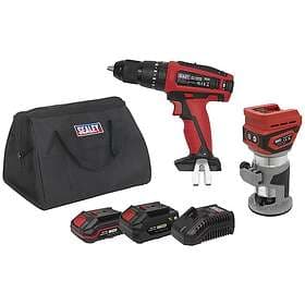 Sealey CP20VCOMBO Router and Combi Drill Kit (1x2ah & 1x4ah)