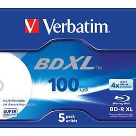 Verbatim BD-R XL 100GB 4x 5-pack Jewel Case Wide Inkjet