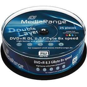 MediaRange DVD+R DL 8.5GB 8x 25-pack Cakebox White Fullface Printable