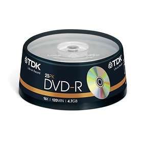 TDK DVD-R 4.7GB 16x 25-pack Cakebox