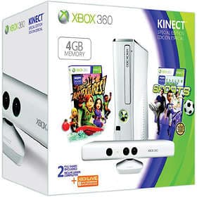 Microsoft Xbox 360 Slim 4GB (incl. Kinect + Kinect Adv. + Kinect Sports) - White