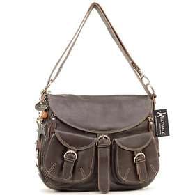 Catwalk Collection Handbags Big Leather CrossBody Bag Courier Dark