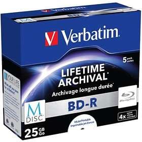 Verbatim M-Disc BD-R 25GB 4x 5-pack Jewel Case Inkjet
