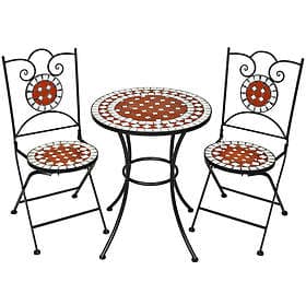 TecTake Grupp Mosaik Ø60cm (incl. 2 Chairs)