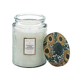 Voluspa Large Embossed Glass Jar Candle French Cade Lavender