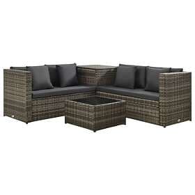 vidaXL 4 Piece Garden Lounge Set with Cushions Poly Rattan Grey