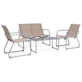 vidaXL 4 Piece Garden Lounge Set Fabric &amp; Steel Taupe