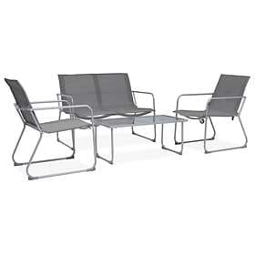 vidaXL 4 Piece Garden Lounge Set Fabric &amp; Steel Grey