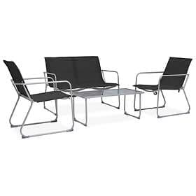 vidaXL 4 Piece Garden Lounge Set Fabric &amp; Steel Black