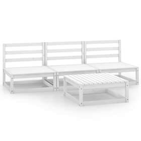 vidaXL 4 Piece Garden Lounge Set White Solid Pinewood