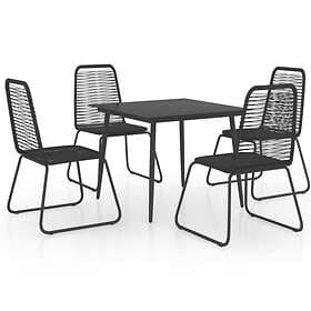 vidaXL 5 Piece Garden Dining Set PVC Rattan Black