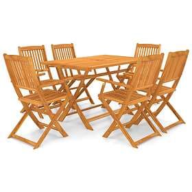 vidaXL 7 Piece Folding Outdoor Dining Set Solid Acacia Wood