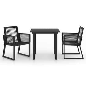 vidaXL 3 Piece Outdoor Dining Set PVC Rattan Black