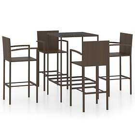 vidaXL 5 Piece Garden Bar Set Poly Rattan Brown