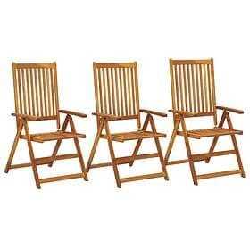 vidaXL Garden Reclining Chairs 3 pcs Solid Acacia Wood