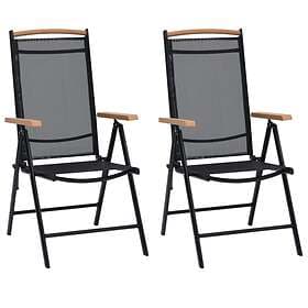 vidaXL Folding Garden Chairs 2 pcs Aluminium and Textilene Black